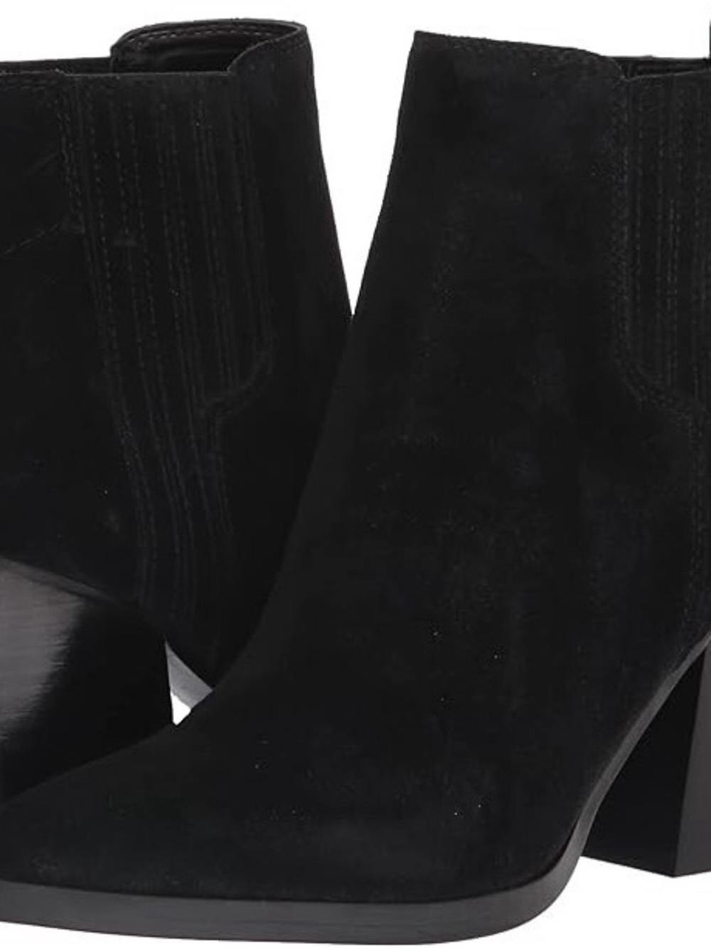 Marc Fisher Black Suede Pointed Toe Ankle Bootie with Block Heel Size 9